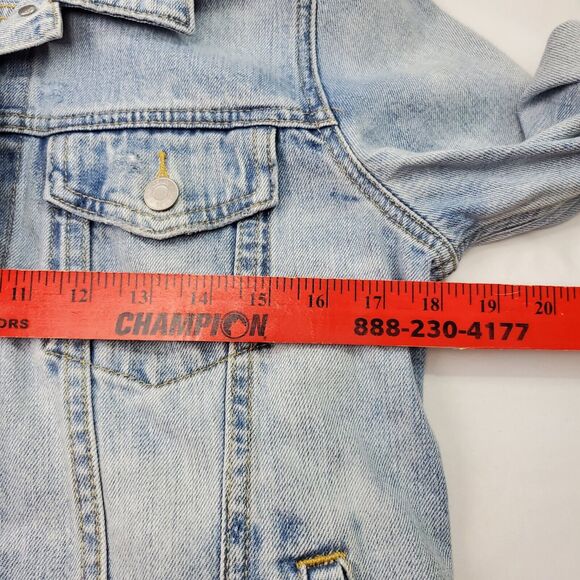 Gap Denim Icon Jean Trucker Jacket Women's Small Blue Distressed Pockets & Snaps - Picture 11 of 13